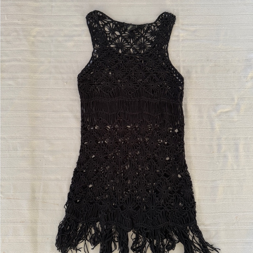 Elegant Black Crochet Dress